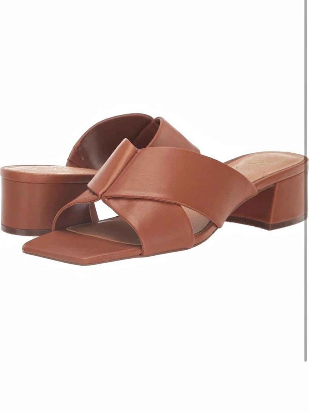 Vince Caputo Leather Block Heel Mules in Brown US 7.5